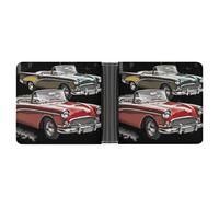 Portefeuille en cuir style rétro, inspiré des roadsters classiques, avec 2 poches cachées, 6 emplacements pour cartes et une pièce d'identité. Ce portefeuille fin permet de ranger argent, cartes et