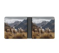 Portefeuille en cuir synthétique, motif lamas dans les Andes avec plusieurs emplacements, portefeuille élégant, portefeuille de voyage à deux volets, style, taille unique, minimaliste, Style :, Taille