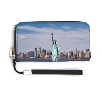 Portefeuille en cuir synthétique, motif statue de la liberté à New York avec porte-cartes pour femme, grande capacité, portefeuille long pour femme, style portefeuille, 20 x 10,5 cm, moderne, Style :,