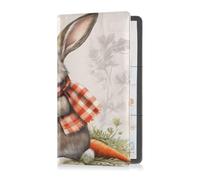 Portefeuille en cuir synthétique pour documents essentiels, permis de conduire, cartes d'identité et carte d'identité pour homme et femme, motif écossais lapin, carotte de Pâques, Buffalo Plaid Bunny