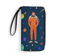 Portefeuille en cuir synthétique pour femme et homme, homme cool dans l'espace galaxie, petit sac à main avec emplacements pour cartes pour voyage