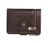 Portefeuille en cuir véritable avec blocage RFID pour homme - 10 emplacements pour cartes, 2 poches à fermeture éclair pour pièces de monnaie, 1 compartiment pour espèces, design fin et compact, noir,