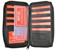 Portefeuille en cuir véritable avec fermeture éclair sur le pourtour pour cartes de crédit avec fenêtre pour carte d'identité Marshal, Noir RFID, régulier
