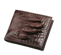 Portefeuille en cuir véritable de crocodile de luxe pour homme, cuir crocodile, portefeuille pliable pour homme, marron griffe, portefeuille en cuir crocodile naturel, Marron (Griffe), Portefeuille en