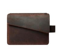 Portefeuille en cuir véritable - Porte-cartes fin à deux volets avec blocage RFID pour cartes de crédit, espèces, carte d'identité pour un usage quotidien, Marron., Couleur unie