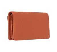 Portefeuille en cuir véritable pour femme - 12 emplacements pour cartes, pochette pour monnaie, poche pour téléphone, compartiments secrets, fermeture magnétique, Orange, 19 cm, Contemporain