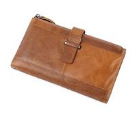Portefeuille en cuir vintage pour homme - Porte-passeport RFID multifonction - Pour cartes de crédit - Pour affaires, porte-monnaie, marron
