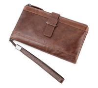 Portefeuille en cuir vintage pour homme - Porte-passeport RFID multifonction - Pour cartes de crédit - Pour affaires, porte-monnaie, café