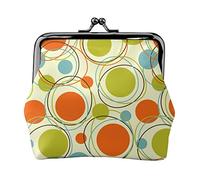 Portefeuille en ligne circulaire pour femme Porte-monnaie Kiss Lock Change Purse Wallet Porte-cartes Boucle Sac à main Mignon petit portefeuille de poche en cuir PU pour femme Ladies Clutch Purse (Spi