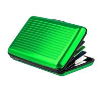 Portefeuille en métal avec blocage RFID pour cartes de crédit - Étui de protection pour cartes d'identité et cartes de visite pour homme ou femme - Porte-cartes 3x5 avec séparateurs (Vert, Taille