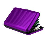 Portefeuille en métal avec blocage RFID pour cartes de crédit - Protège-cartes de crédit et de visite avec étui pour cartes d'identité - Porte-cartes pour homme ou femme 3x5 avec séparateurs (Violet