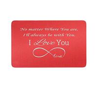 Portefeuille en métal gravé avec photo/message texte personnalisé - Carte cadeau faite à la main pour mon mari, épouse, amoureuse, Infinity Love - Rouge, régulier