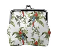 Portefeuille en or rouge avec motif perroquet d'ara, porte-monnaie à fermeture baiser, petit portefeuille en cuir synthétique pour femme