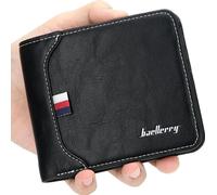 Portefeuille en simili- pour hommes, noir, petit et élégant avec plusieurs compartiments