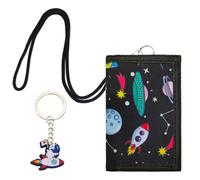 Portefeuille Enfant Garcon, Rocket Space Portefeuille avec Lanyard Pièce de Monnaie Portefeuille de Poche Trifold Garçons Portefeuille avec Porte-Clés Rocket Portefeuille Cadeau D'anniversaire (Fusée)