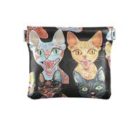 Portefeuille esthétique Devon Rex Cats en cuir synthétique noir pour femme