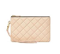 Portefeuille et pochette matelassés en cuir d'agneau pour femme