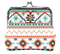 Portefeuille et pochettes en cuir personnalisés Mignon Tendance Sud-Ouest Aztèque Turquoise Kiss Lock Boucle Pochette Changement d'argent, Tendance Southwest Aztèque Turquoise, Classique, Turquoise