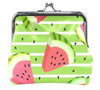 Portefeuille et sacs personnalisés en cuir vert pastèques drôles mignonnes boucle baiser fente pièce sac à main, drôle de pastèques vertes, Classique, drôle de pastèques vertes, classique, Drôle de