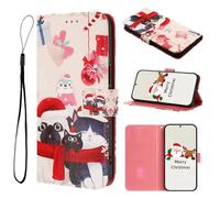 Portefeuille Etui en Cuir pour Infinix Hot 40i Housse Pochette en Cuir Coloré Etui à Rabat Protection Folio en PU Mignon Étui avec Animé Motif Noel Cerf Phone Cover pour Infinix Hot 40i