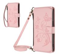 Portefeuille Etui en Cuir pour REALME C100X 4G Étui en Cuir Flip Cover Sac à Fermeture éclair Housse 360 Coffret a Rabat Cover étui Téléphone Voyage Carte Crédit Pochette Rose
