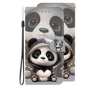 Portefeuille Etui Flip Folio Case Cover pour Realme C30 avec RFID Blocage Housse de Protection Etui à Rabat avec Fentes de Cartes Fonction Stand Fermeture Magnétique,Q-Cute Panda