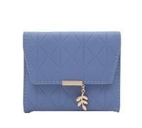 Portefeuille Femme Automne et Hiver Portefeuille Court Petit Frais Simple Trois Fois pour Femme(Blue)