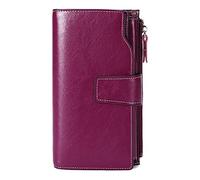 Portefeuille Femme Blocage RFID Long Sac À Main En Cuir Véritable Porte-Carte De Crédit Embrayage Téléphone Portefeuille Sac À Main Avec Fenêtre D'identification, Violet, HEHDQTHCO-B09MF9M4BY