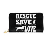 Portefeuille Femme Chien De Sauvetage Sauver l'amour Porte-Monnaie De Nombreux Emplacements pour Cartes Cuir Portefeuille Fermeture Éclair Coin Purse Wallet pour Femme, La Fille, Amoureux