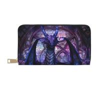 Portefeuille Femme Cuir Bifold Multi Card Wallet, Fantasy Dragon In Cathedral Women Long Purse Wallets