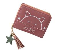 Portefeuille Femme Cuir Porte Carte Femme Fille Ado Portefeuilles Mini Monnaie Pochette Feuille Grand Monaie Long Mince Wallet for Women Vintage Léopard Compact Rouge Moyen format Feuilles Pour