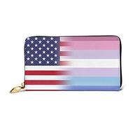 Portefeuille Femme Drapeau De La Fierté Bisexuelle Américaine4 Porte-Feuille en Cuire Vintage Cuir Portefeuille Élégant Femme Pouch Bourse pour Prof, Fille, Enfant