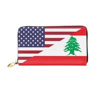 Portefeuille Femme Drapeau De L'Amitié Entre L'Amérique Et Le Liban Femme Pouch Bourse Original Retro Porte-Monnaie Exquis Porte-Feuille en Cuire pour Fille, Enfant, Amoureux