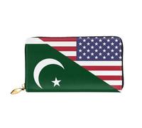 Portefeuille Femme Drapeau De L'Amitié Entre L'Amérique Et Le Pakistan Coin Purse Wallet Élégant Porte-Monnaie Original Retro Cuir Portefeuille pour La Fille, Mère, Amoureux