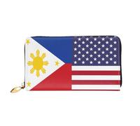 Portefeuille Femme Drapeau De L'Amitié Entre L'Amérique Et Les Philippines Femme Pouch Bourse Fermeture Éclair Coin Purse Wallet De Nombreux Emplacements pour Cartes Porte-Feuille en Cuire
