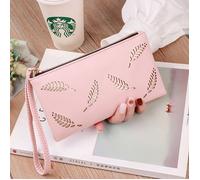 Portefeuille Femme en Cuir - Rose - Grande Capacité - Fermetures à Glissière