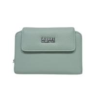 Portefeuille femme en simili cuir coloré pratique fonctionnel porte-monnaie argent cartes et documents logo en métal Coveri Collection Dimensions 14 x 9 x 2 cm Art. 05-7, vert, 14X9X2, Contemporain
