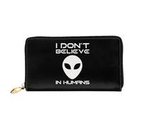 Portefeuille Femme Je Ne Crois Pas Aux Extraterrestres Humains Femme Pouch Bourse Imprimé Cuir Portefeuille Souple Porte-Monnaie pour Ami, La Fille, Fille