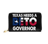 Portefeuille Femme Le Texas A Besoin d'un Gouverneur Beto Bourse Pochette Imprimé Femme Pouch Bourse Longue Cuir Portefeuille pour Femme, Homme, Garcon