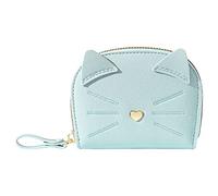 Portefeuille Femme Mode Chat Mignon Pasteur Polyvalent Pratique Fermeture Éclair Carte Sac à Main Femme Portefeuilles Grand (Bleu, Taille Unique)