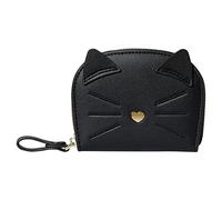 Portefeuille Femme Mode Chat Mignon Pasteur Polyvalent Pratique Fermeture Éclair Carte Sac à Main Femme Portefeuilles Grand (Noir, Taille Unique)