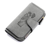 Portefeuille Femme Portefeuille personnalisé Sac à Main Photo pour Femme RFID en Cuir à Fermeture éclair Sac à Main Porte-Monnaie Longue Porte-Cartes pour Noël la Famille Ami (#1Dark Gray)
