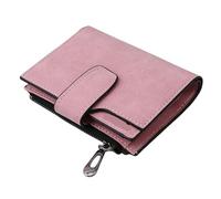Portefeuille Femme Portefeuilles courts tendance for femmes en cuir PU mat, petit porte-monnaie décontracté, fermeture éclair, porte-monnaie, pochette à loquet, porte-cartes de crédit, clip(Pink)