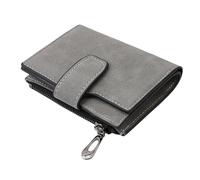 Portefeuille Femme Portefeuilles courts tendance for femmes en cuir PU mat, petit porte-monnaie décontracté, fermeture éclair, porte-monnaie, pochette à loquet, porte-cartes de crédit, clip(Light Gray