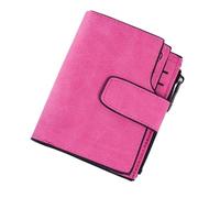 Portefeuille Femme Portefeuilles courts tendance for femmes en cuir PU mat, petit porte-monnaie décontracté, fermeture éclair, porte-monnaie, pochette à loquet, porte-cartes de crédit, clip(Rose red)
