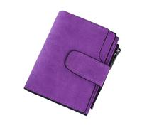 Portefeuille Femme Portefeuilles courts tendance for femmes en cuir PU mat, petit porte-monnaie décontracté, fermeture éclair, porte-monnaie, pochette à loquet, porte-cartes de crédit, clip(Purple)