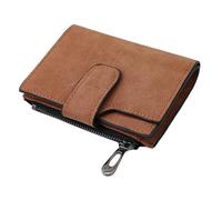 Portefeuille Femme Portefeuilles courts tendance for femmes en cuir PU mat, petit porte-monnaie décontracté, fermeture éclair, porte-monnaie, pochette à loquet, porte-cartes de crédit, clip(Coffe)
