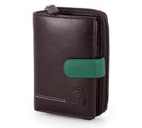 Portefeuille Femme Sporting en Cuir avec Clip, 13 x 9,5 x 3 cm, Emplacements pour Cartes et Rabat, fenêtre pour Documents Photo, Compartiment à pièces et Billets, Protection RFID (Marron)