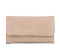 Portefeuille Femme Tout-en-Un Rabat - Porte-chéquier avec Porte-Cartes et Monnaie 3 en 1 - Compagnon 3 Volets Grande Capacité Fourre-Tout - Classique - Similicuir Souple - Taupe