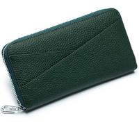 Portefeuille Femmes Mode Cuir RFID Anti-vol Brosse Log Grande Capacité Multifonctionnel Embrayage Mobile, Dark Green, A